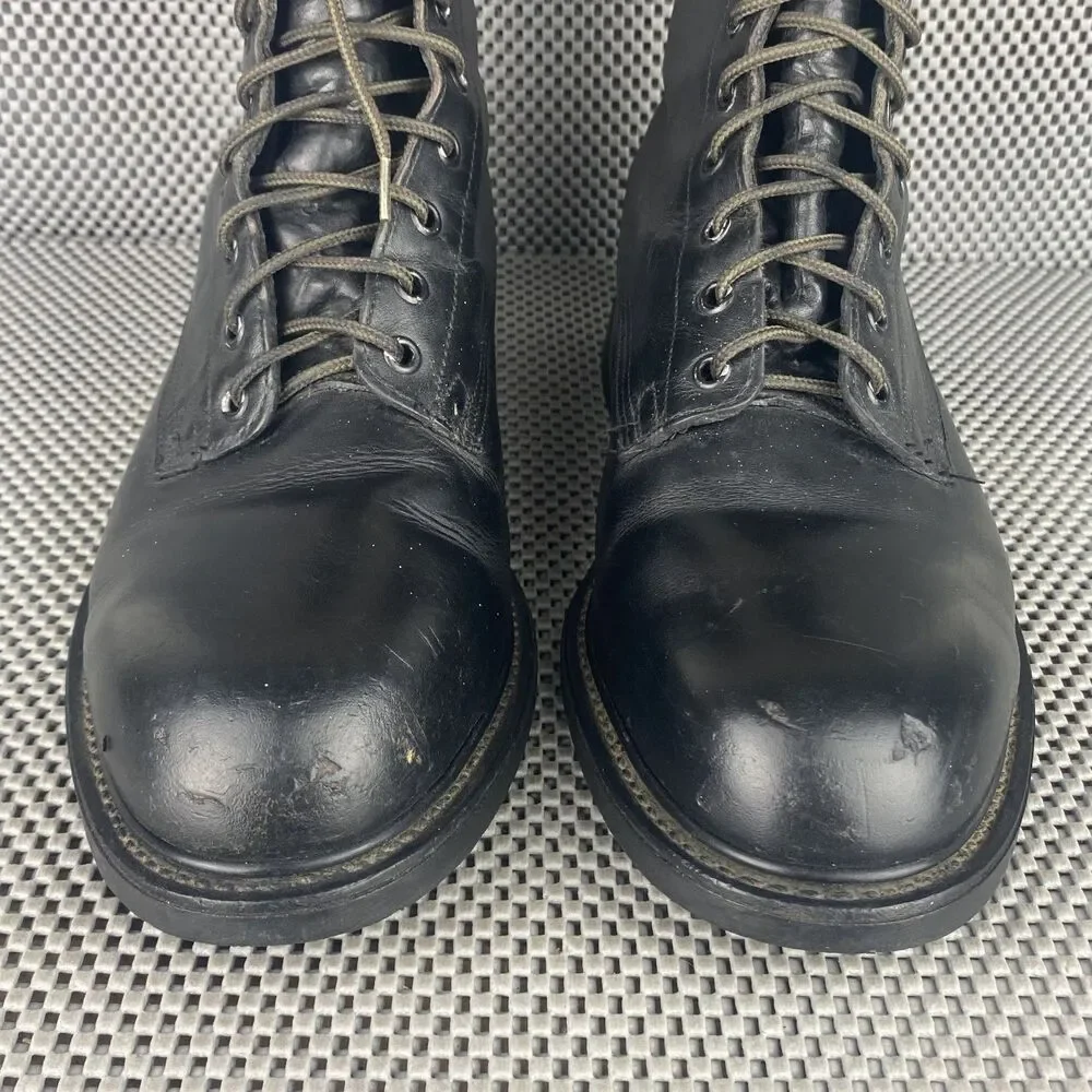 Vintage 1992 Wolverine Military Combat Boots Mens 9 R Black Leather Steel Toe